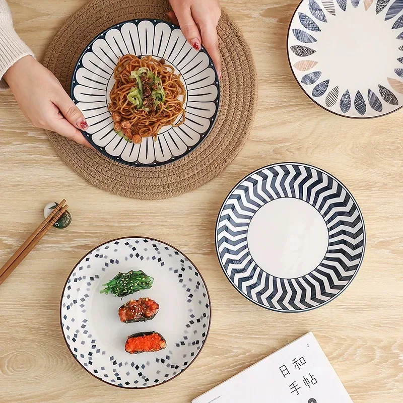 Japanese Style 8-inch Ceramic Dining Plate, Home High-end Kitchen Accessories, Tableware and Plates, Japanese Kitchen Deep Plate