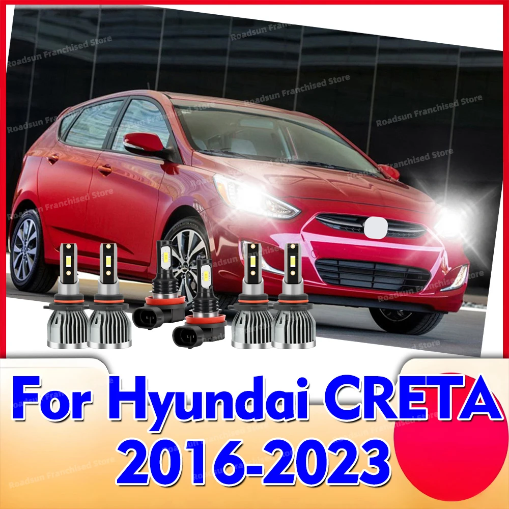 2/6x Led Car Lamps 30000LM Headlight 3570CSP Fog Bulbs For Hyundai CRETA 2016 2017 2018 2019-2023 with Original Halogen headlamp