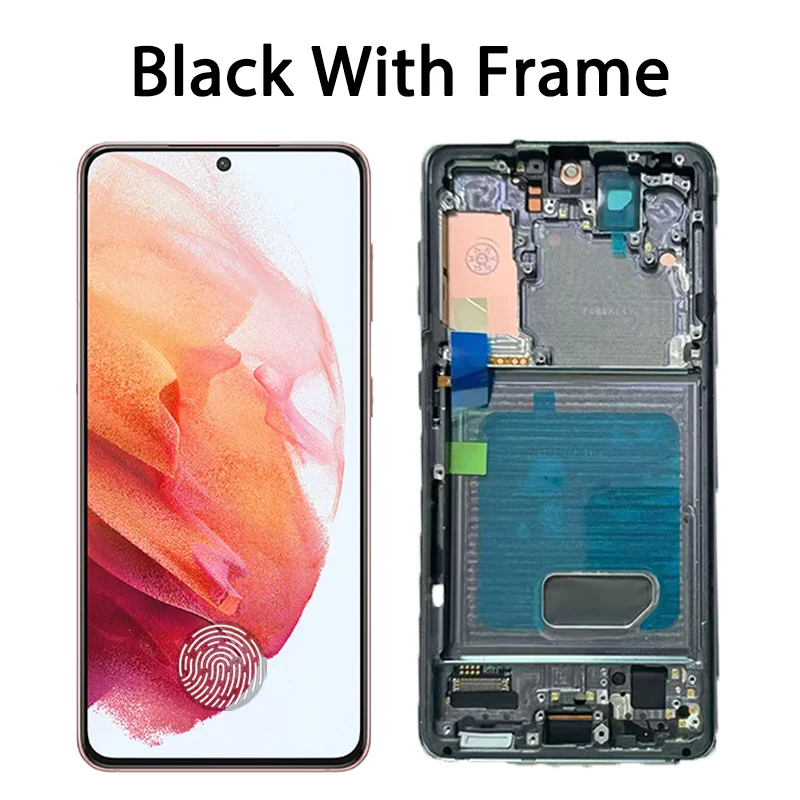 삼성 S21 5G G991B용 슈퍼 아몰레드 LCD 디스플레이 터치 스크린 디지타이저, 삼성 S21 G991N G991U LCD 프레임 포함