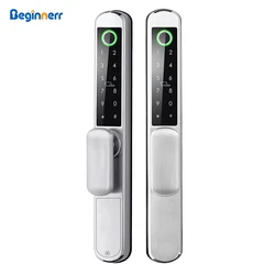 Dual side Fingerprint Slim Smart Aluminum door lock ttlock Pincode 3585 electronic Door Lock of Grill UPVC Slide Door
