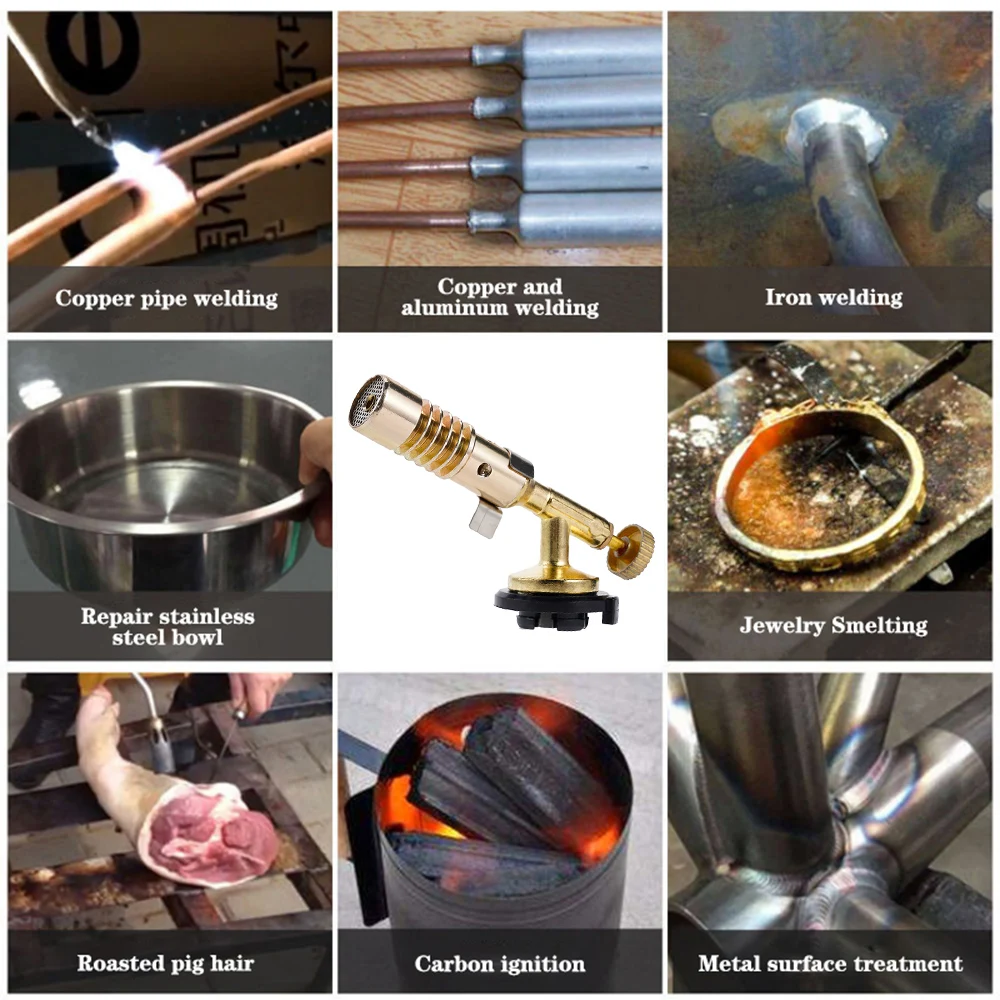 Antorcha de soldadura portátil, quemador de Gas, pistola de llama, soplete de Gas de cobre y latón de alta temperatura, soldadura de propano, fontanería