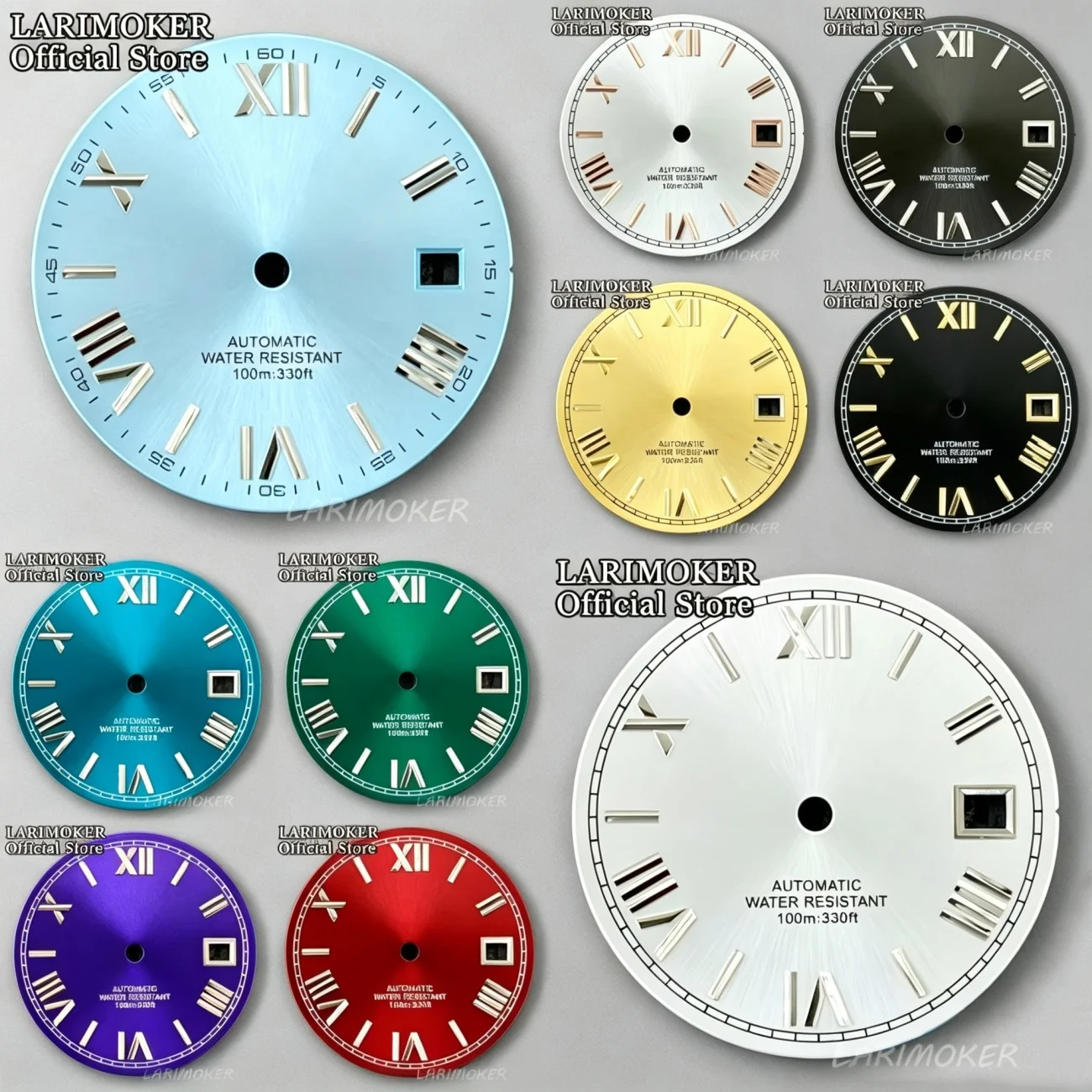 LARIMOKER 29mm Sterile Sunberst Date Window Watch Dial Roman Edge Mark No Luminous Suitable For Mingzhu/PT5000 Watch Accessories