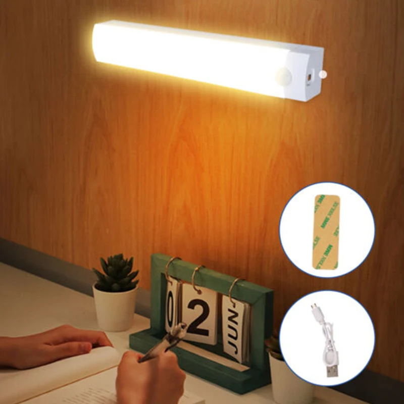 USB Rechargeable LED PIR Motion Sensor Light Strip Wireless Cabinet Closet Lamp Intelligent Human Body Induction Light Bar