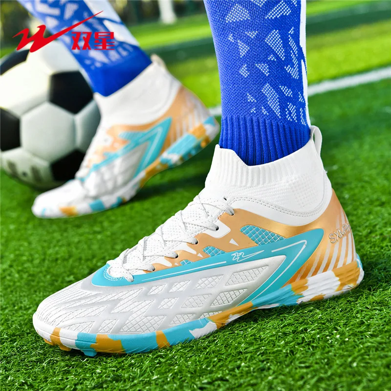 

Новые высокие футбольные бутсы для взрослых, подростков и детей с длинными шипами, профессиональные тренировочные футбольные кроссовки для женщин