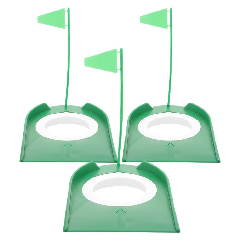 3 قطع من كوب وضع الممارسة لتدريب الجولف في الأماكن المغلقة، كوب بفتحة خضراء محمول وخفيف الوزن بتصميم مدمج ABS