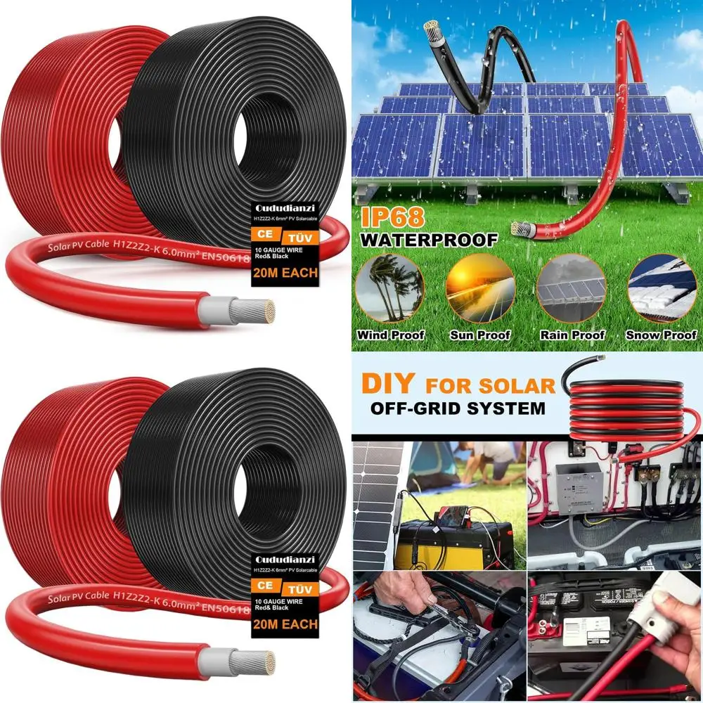 

Провод медный луженый 10AWG для наружного применения, автомобилей, фургонов, морского транспорта (красный 65T и черный 65T)