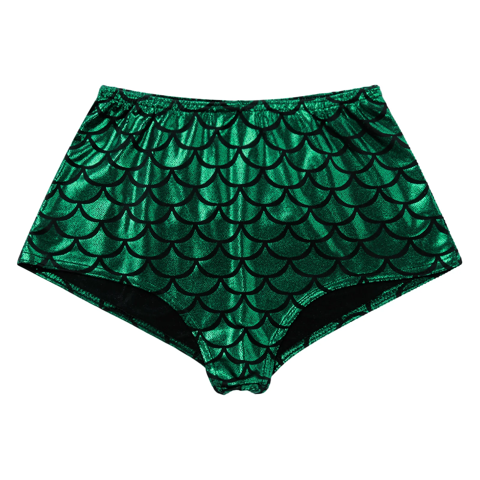 Womens Mermaid Fish Scale Print Booty Shorts High Waisted Hot Pants Party Club Festival Rave Dance Bottoms Sexy Clubwear