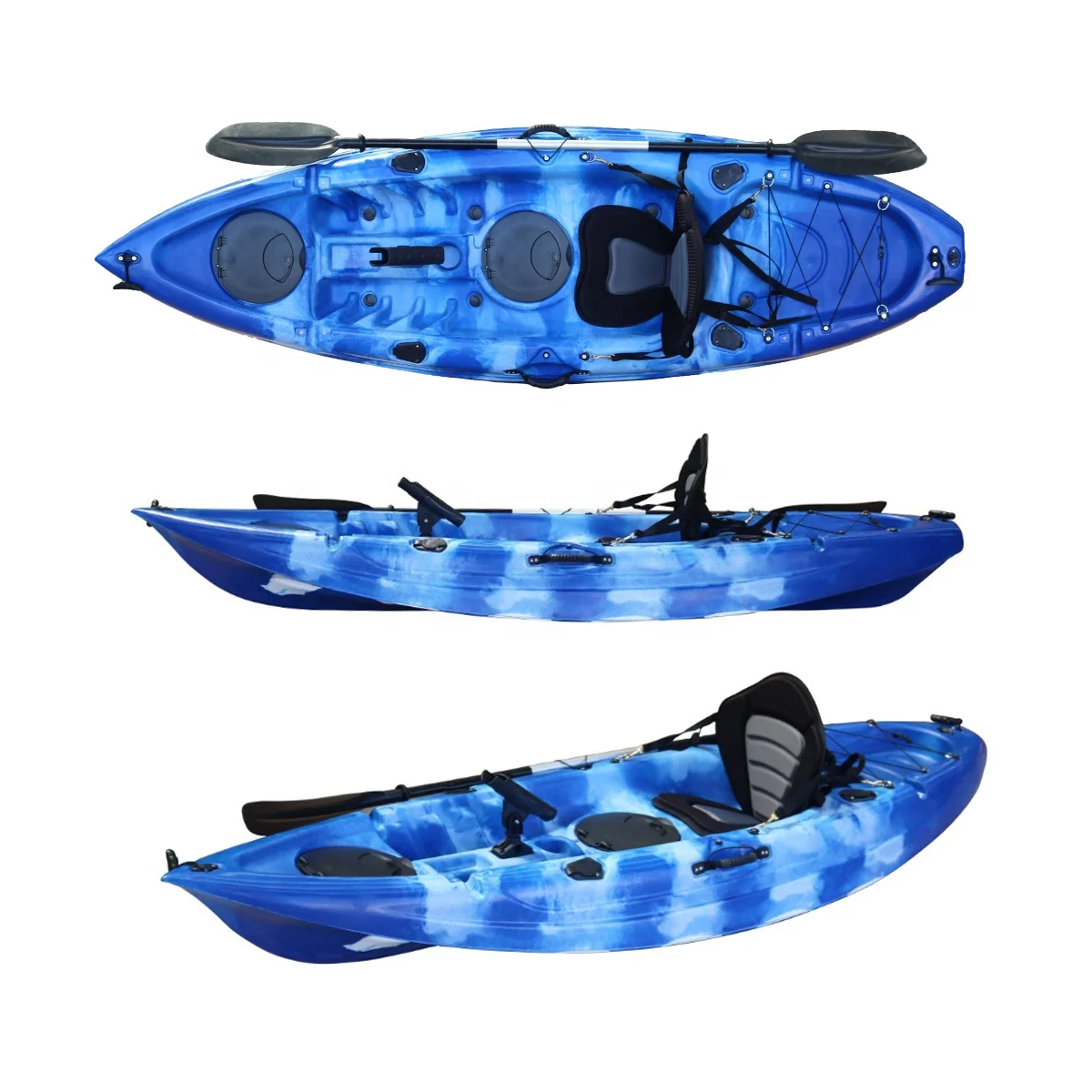 Hot Sale 8.7Ft Single Person Sit-Top Fishing Kayak LLDPE Kayak Cano Kano Lake Usage 5pcs Pack Cheap Single Fishing Kayak