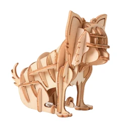 3D Chihuahua Wooden Puzzles Toys Building Blocks Kits Animal Shaped Paintable Models Montessori DIY Assembly Dogs for Kids Adult