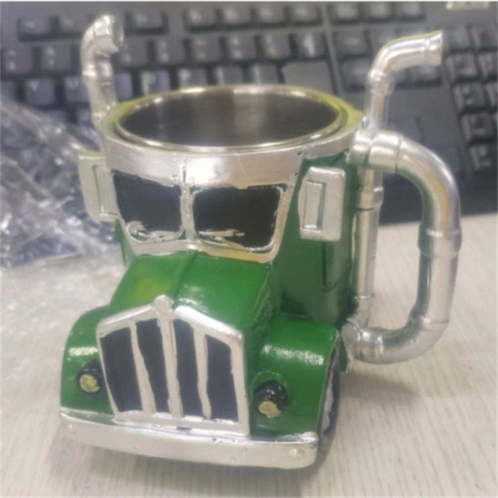ความจุ 11 ออนซ์รถบรรทุกแก้วกาแฟเรซิ่นสแตนเลสแก้วกาแฟเครื่องดื่มถ้วยรถบรรทุกรูปร่างถ้วยน้ําเดสก์ท็อปเครื่องประดับของขวัญ