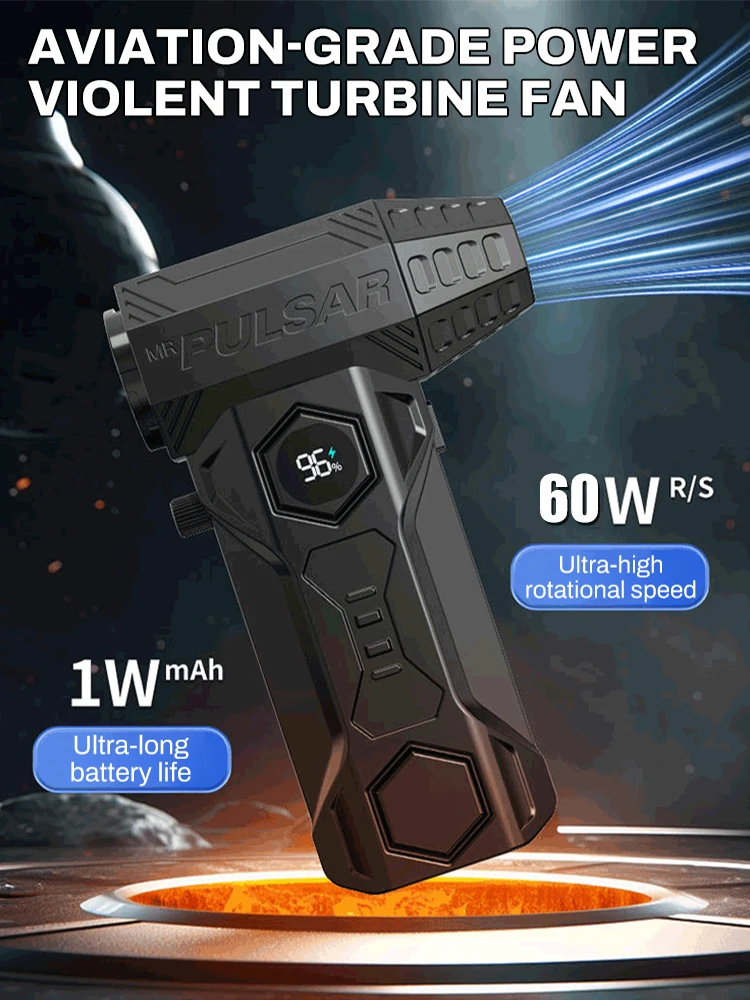 Mini Turbo Jet Fan 600000RPM Electric Air Duster with Light Air Blower Handheld Duct Fan for Computer Keyboard Outdoors Car Home