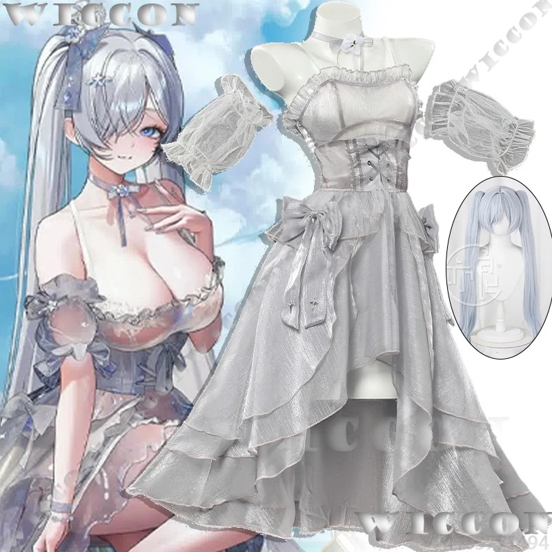 

Crystal Princess Xinderella Game NIKKE: The Goddess Of Victory Cosplay Sexy White Gray Dress Lolita Halloween Women Wig Carnival