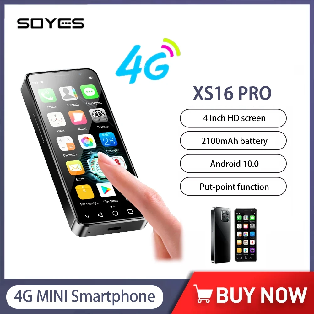 SOYES XS16 Pro 4GB RAM 128GB ROM 4-calowy mini smartfon Android 10 Octa-Core 2100mAh Face ID 4G LTE Small Phone Type-C OTG