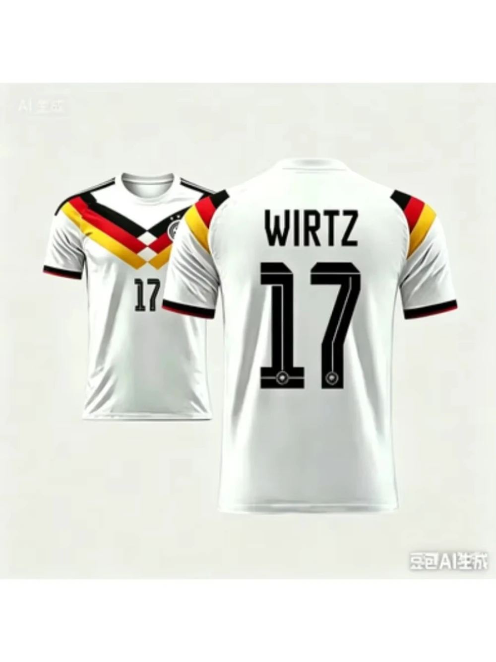 Germany 26-27 Home Soccer Jersey Wirtz 17# White Red Yellow Black Shoulder Men Short Sleeve Football Shirt Match Training