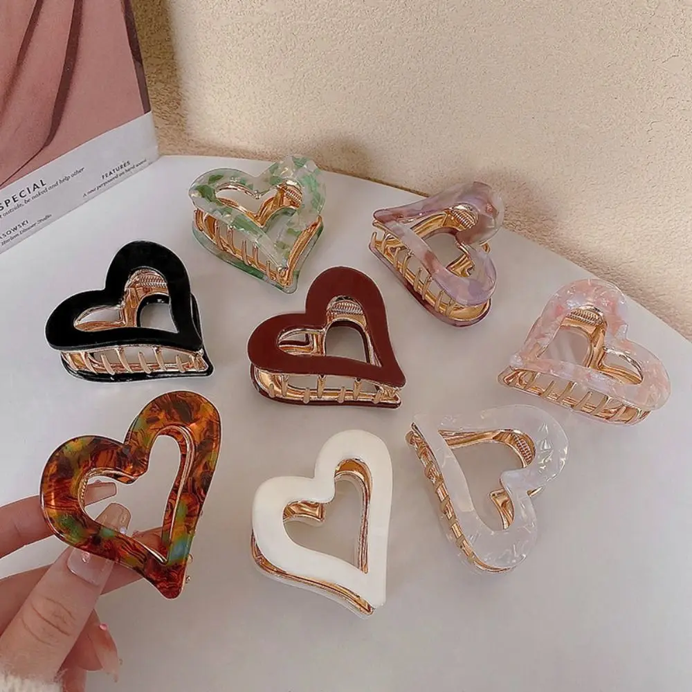 Plastic Hair Clips New Hair Accessory Retro Style Hair Clamp All Match Heart Shape Shark Claw Clip