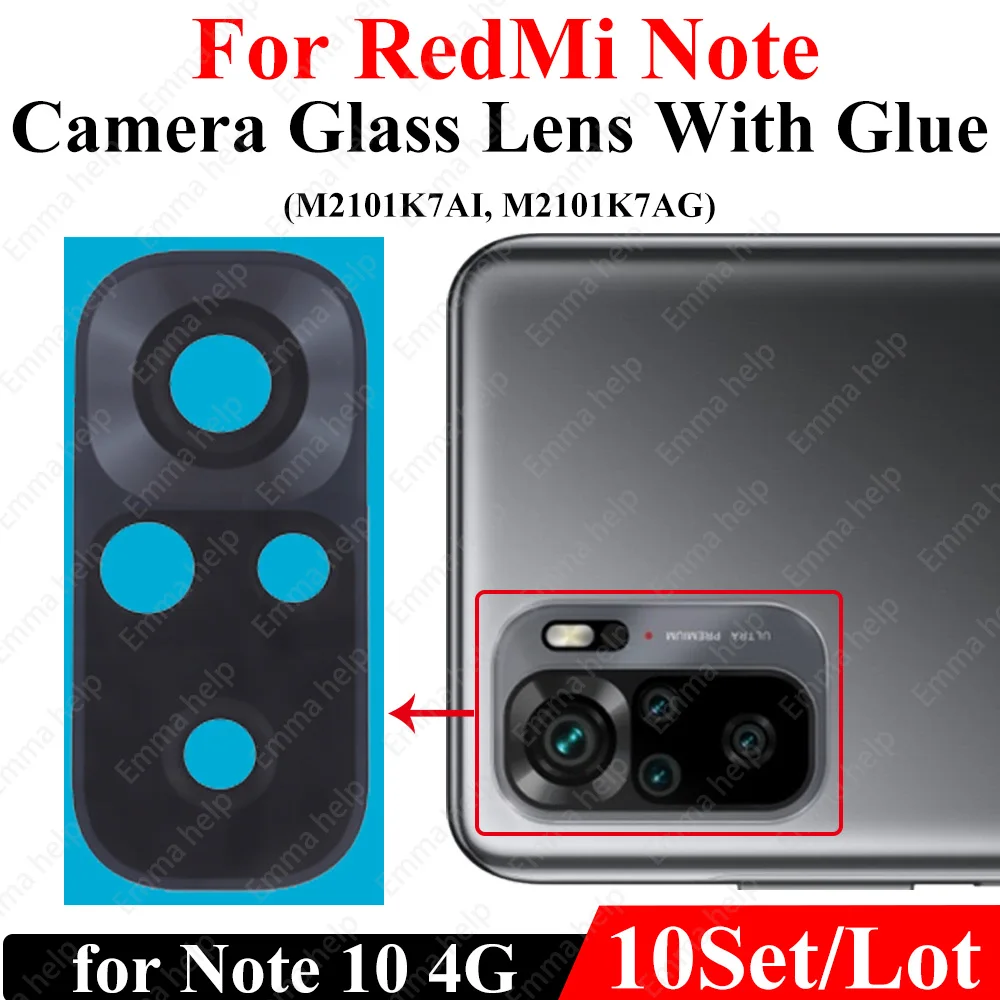 10Pcs Kamera Objektiv Für Xiaomi Redmi Hinweis 9 Pro Max 9s 8 8t 7 7Pro Note10 5G 10t Zurück Kamera Glas Mit Kleber Kleber