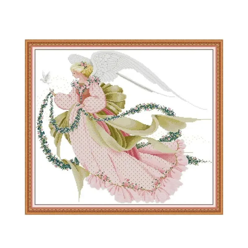 Joy Sunday Cross Stitch Kits Beauty Angel Series HD Pattern Printed Counted Canvas Fabric16/14CT DIY Embroidery Kits Home Decor