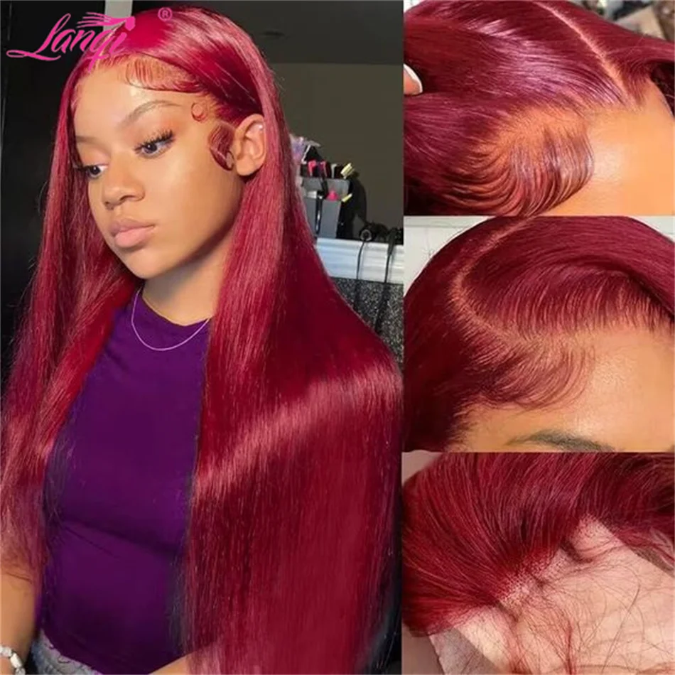 Burgundy Lace Frontal Wig Human Hair 99J Colored Straight 13X4 Lace Frontal Human Hair Wigs Transparent Remy Lace Front Wig