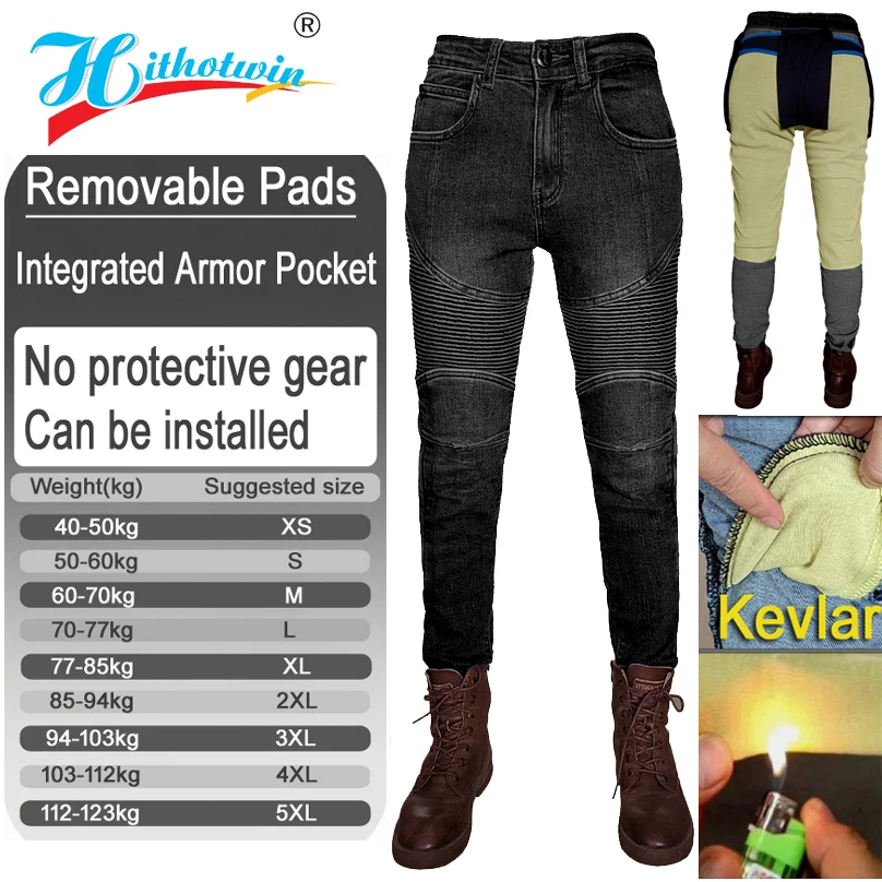 Women Kevlar motorcycle Jeans riding Pants touring Black Moto anti Fall Jeans with armor Pockets armor Not Included 011