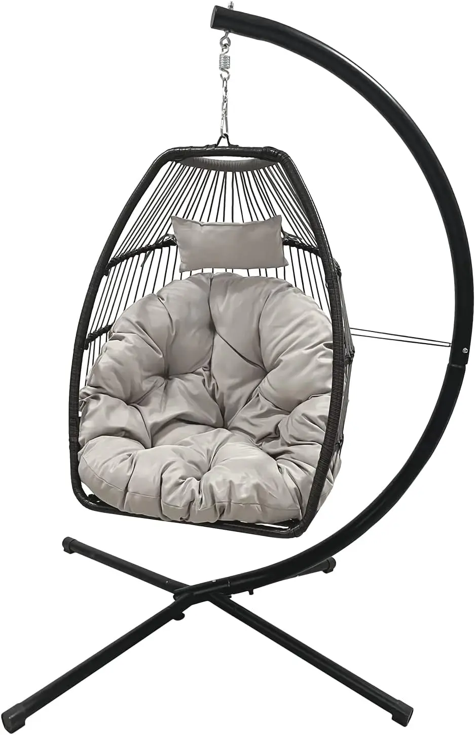 

Egg Chair Hammock Basket Hanging Swing UV Resistant Cushion with Stand for Indoor Outdoor Garden