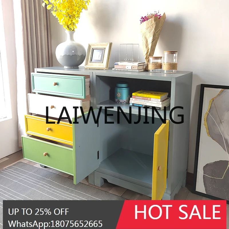 RWJ الأمريكية الخشب الصلب التباين اللون أربعة دلو خزانة غرفة المعيشة تخزين جدار مزيج التخزين #3