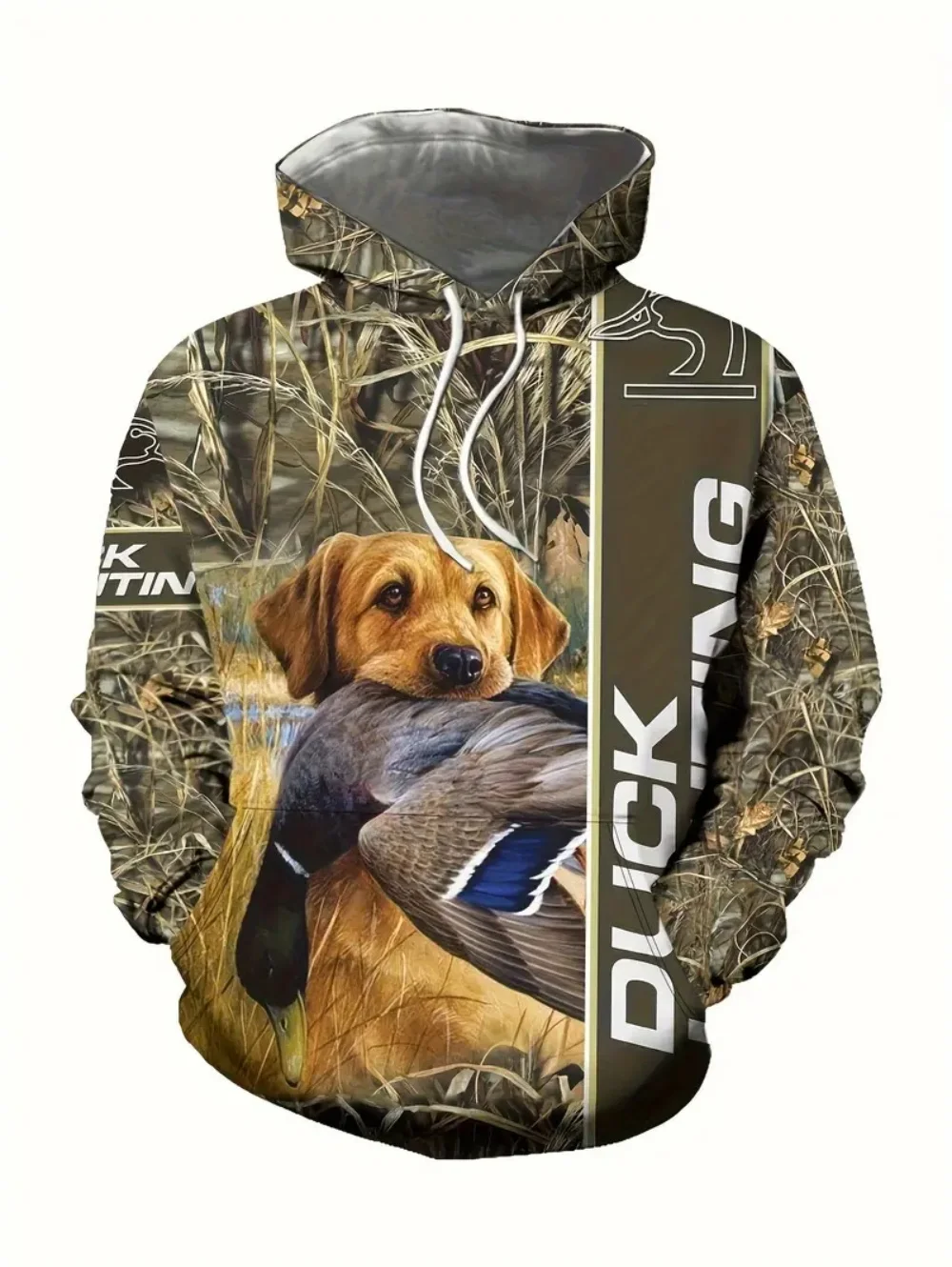 Men's Hoodies Animal Hunting Pattern Autumn Long Sleeve Tops Pullover O-Neck Clothing Outdoor Casual Streetwear Men's Sweatshirt