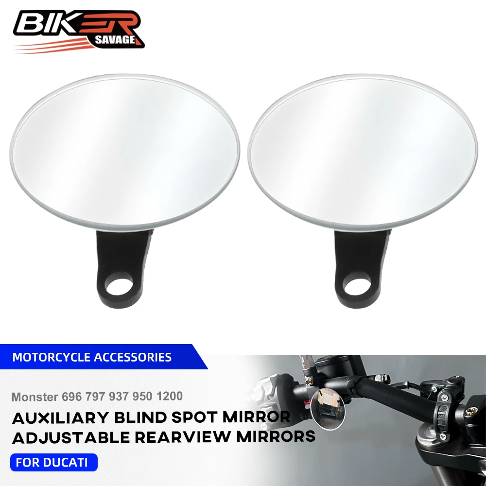 

Blind Spot Mirror For Ducati Monster 695 696 796 797 821 937 950 1200 Adjustable Auxiliary Rearview Mirror Wide Vision Mirrors