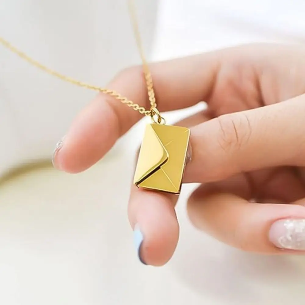 Confession Love Letter Pendant Neck Chain Colar Envelope Necklace Gold Color Ins Stainless Steel Jewelry Valentine Day