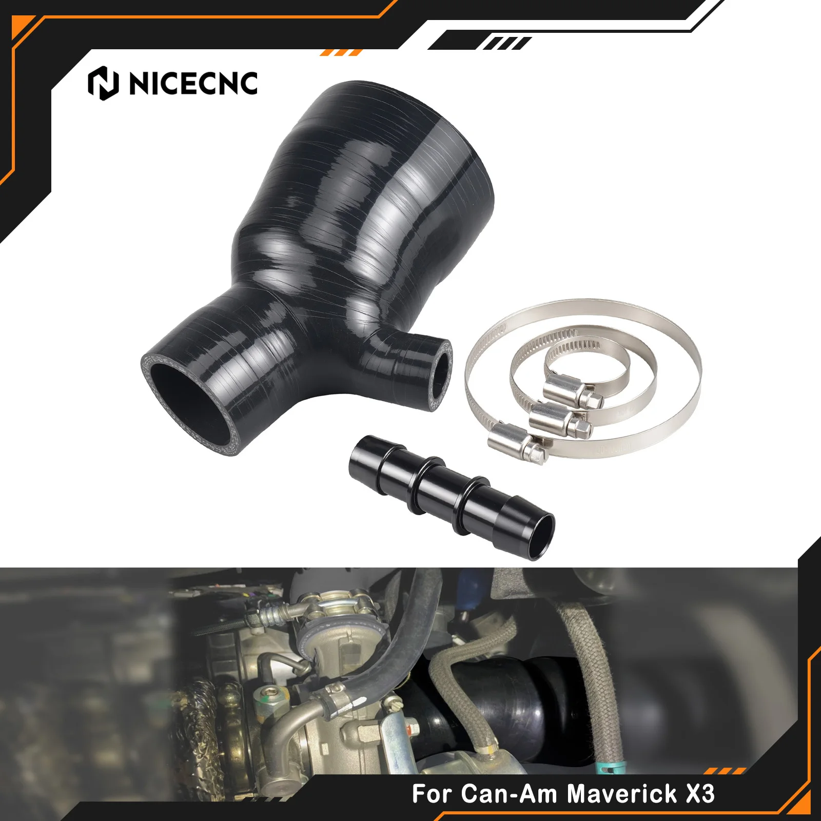 

Комплект силиконовых впускных шлангов NICECNC для Can-Am Maverick X3 2020-2024 RS DS Max R RR DPS 4x4 UTV, силиконовая трубка для впуска воздуха