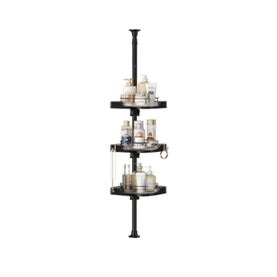 

360° Rotating Shower Caddy Tension Pole 3 Tiers Corner Shower Organizer for Bathroom Shelf Bathtub Adjustable Standing Shower R