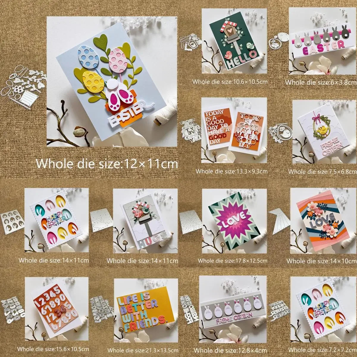 XLDesign Craft Metal Cutting Die cut dies 13kinds easter bunny series scrapbook Album Paper Card Craft Embossing die cuts