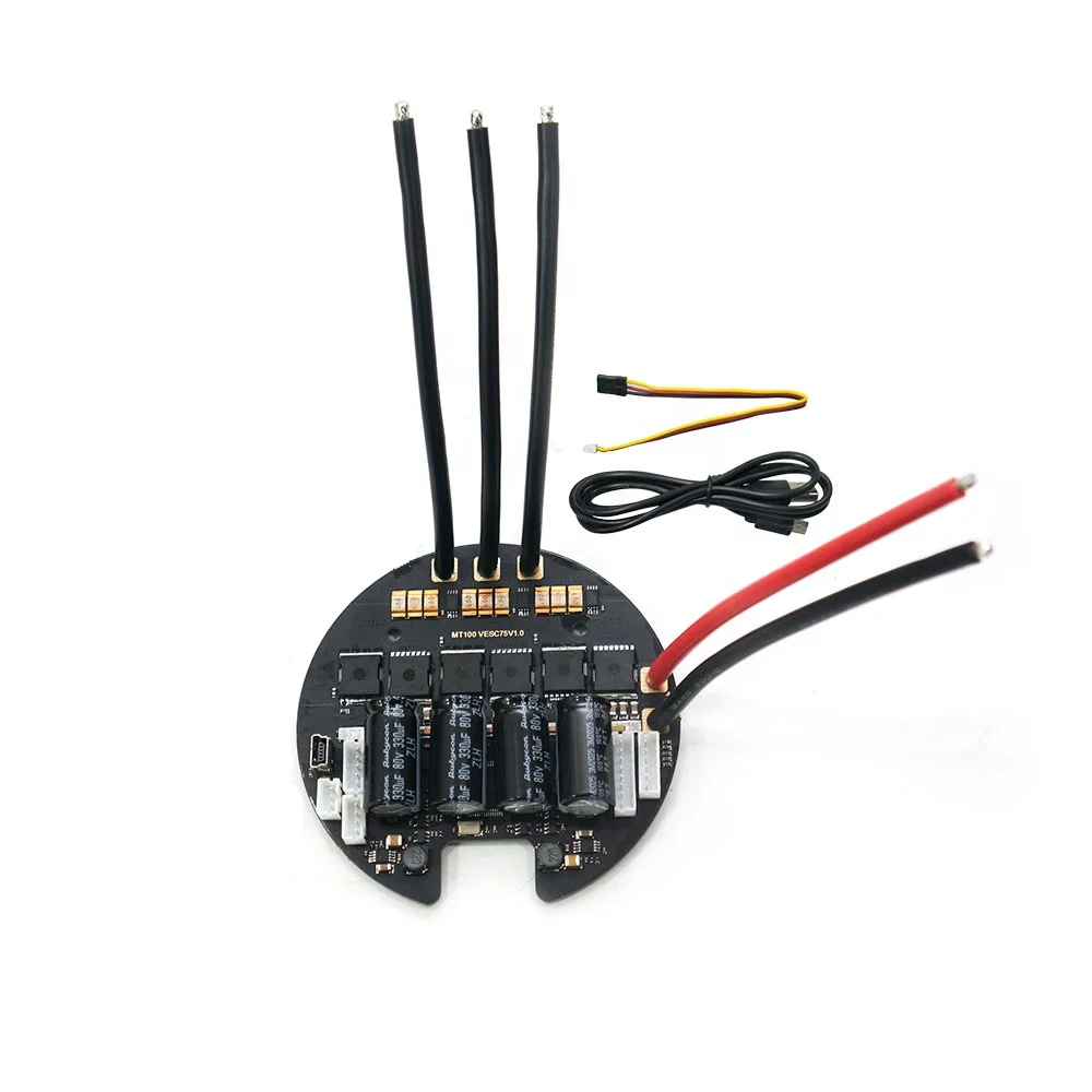 Maytech Round Speed Controller Based on VESC6 MTSVESC7.5R 50A 72V High Voltage for Robotics ROV Remote Control Lawn Mower Robot