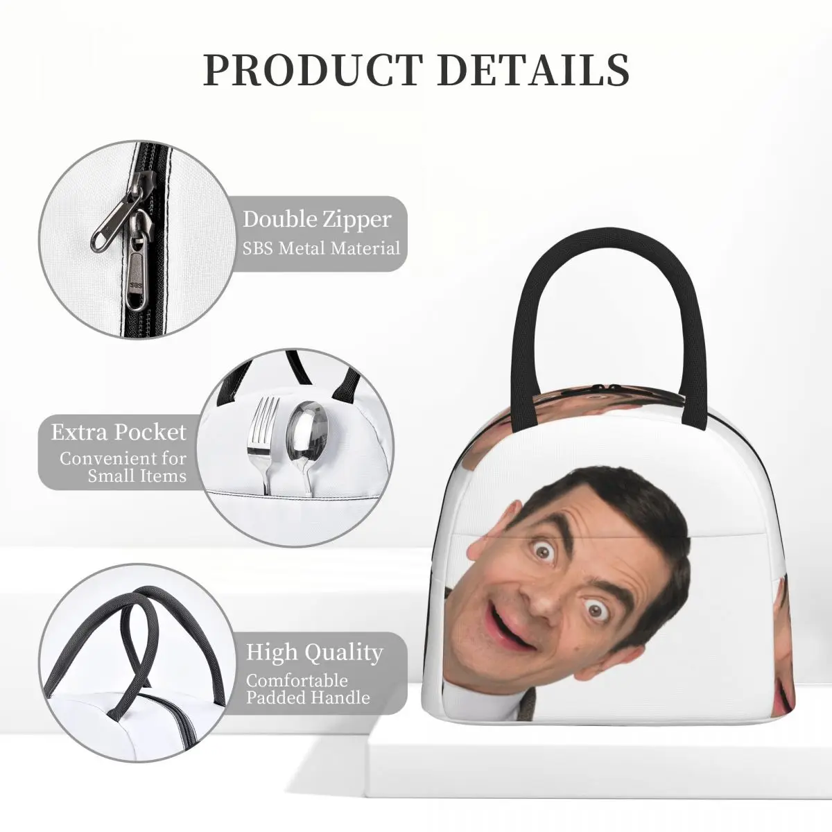 

Изолированная сумка для обеда Mr. Bean для женщин и детей, портативные коробки для еды, термосумка для обеда