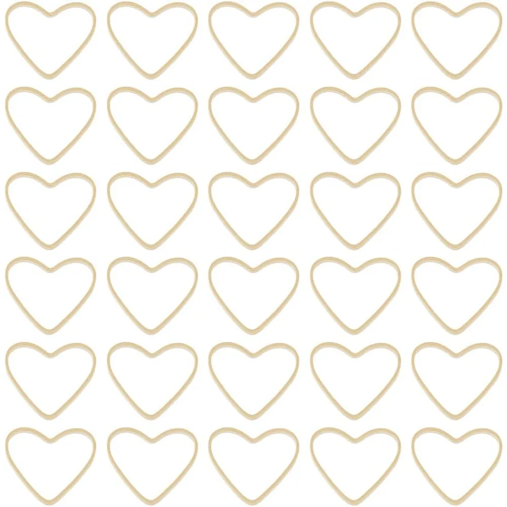 

50Pcs Heart Open Bezel Pendants Brass Earring Beading Hoop Rings Connector Linking Rings Love Hollow Frame Charms for Necklace