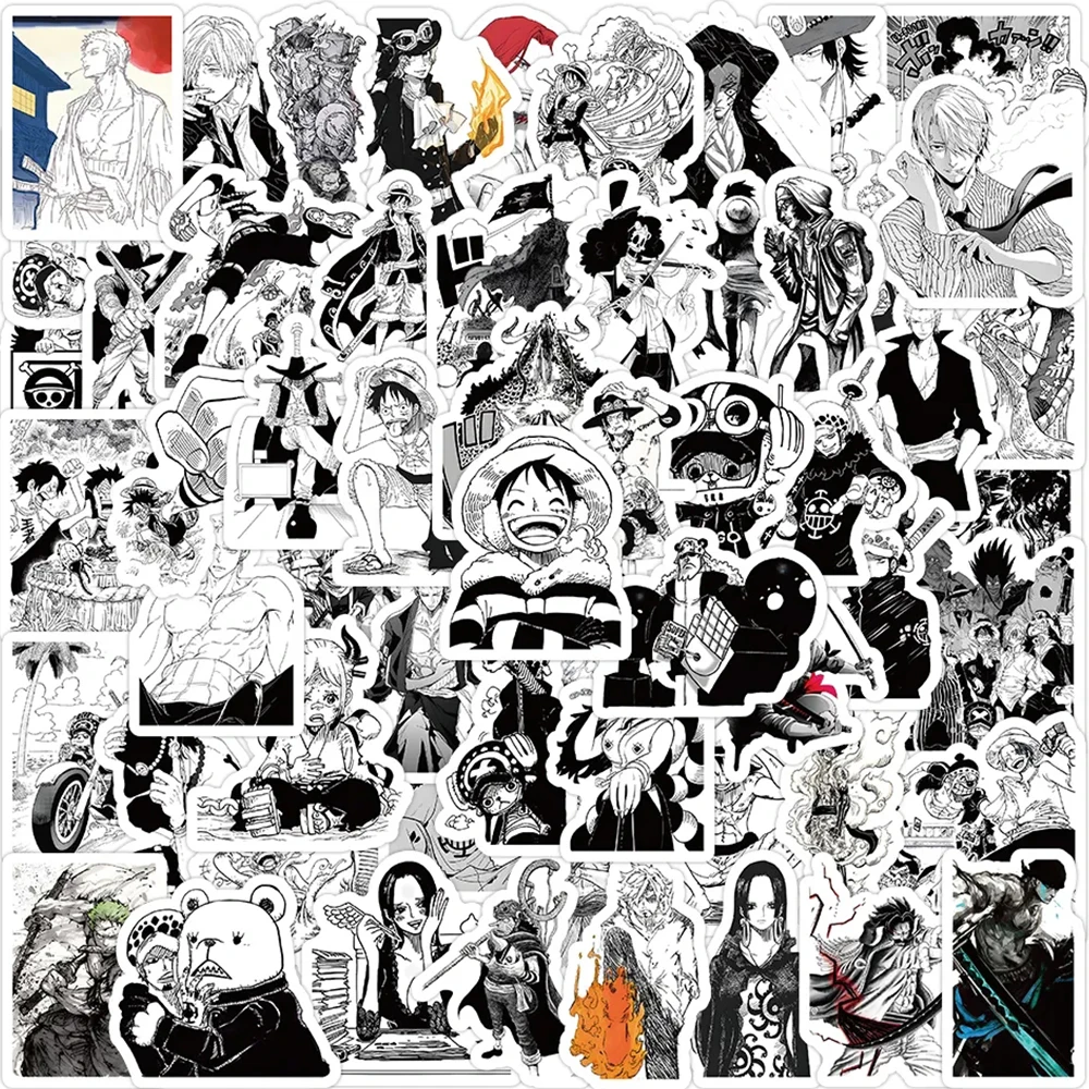 10/30/50/100PCS Anime jednoczęściowe naklejki Luffy naklejki z kreskówek deskorolka na laptopa do samochodu wodoodporne zabawki do fajna naklejka