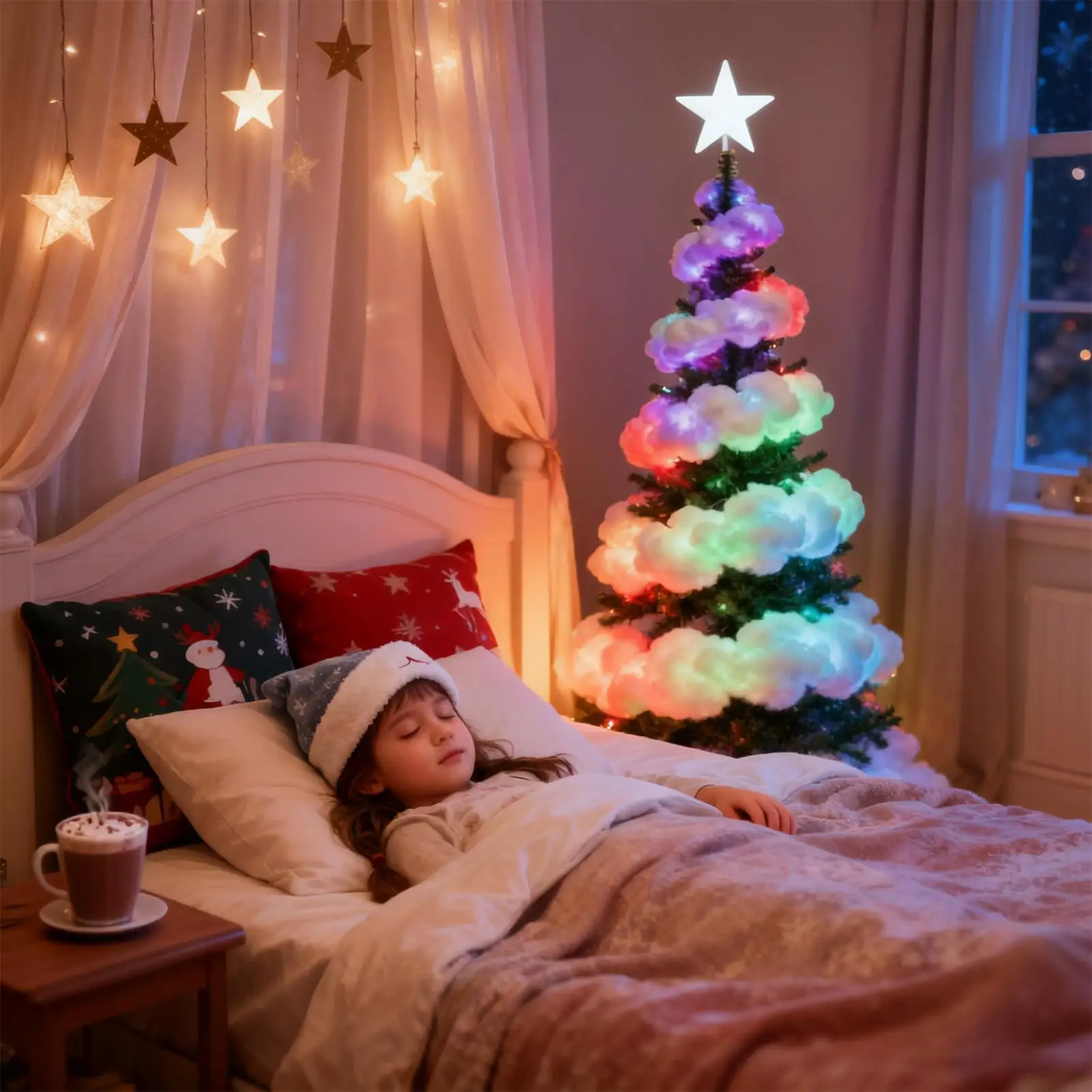 

Рождественские елочные огни для улицы, 16,4 фута, домашний декор, светодиодные сказочные гирлянды, рождественские украшения для гостиной, спальни, офиса