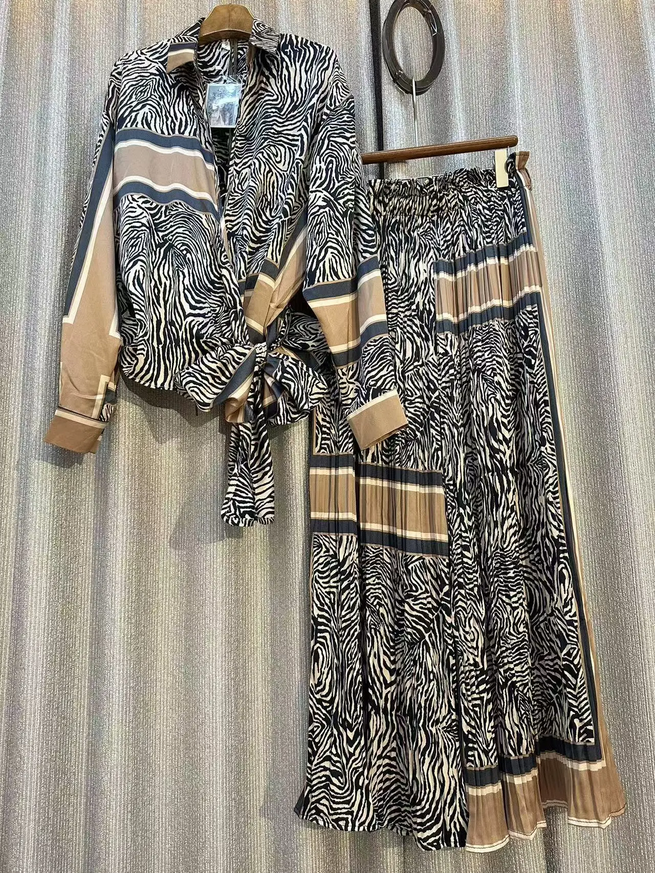 Luxury 2024 New Popular Fashion Autumn For Women Long Sleeves Print Shirt Two-piece Set Casual Elegant Wide Leg Pants Suit Y2k