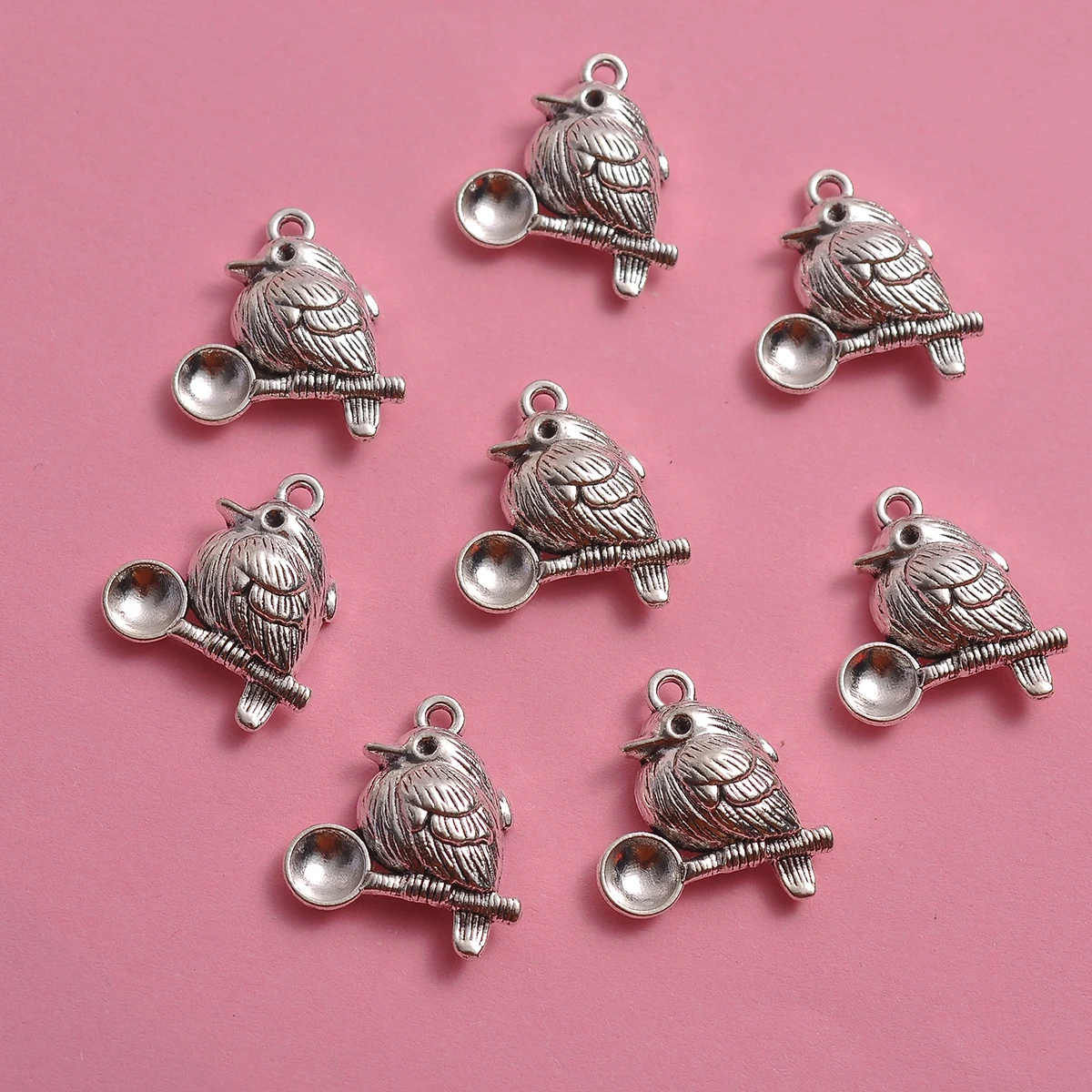 8 Pieces of Bird-Shaped Branch Pendants, Vintage Embossed Feather Bird Pendants, Suitable for DIY Bracelets, Necklaces, and Earrings, Natural Style Handmade Beaded Jewelry Accessories - view 6
