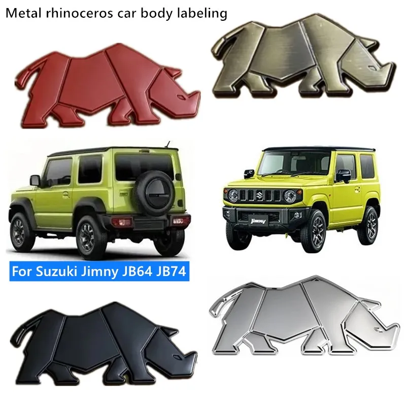 Auto 3D dreidimensionales Nashorn-Metall-Emblem, Kratzschutz-Aufkleber, Dekoration, Autoaufkleber, geeignet für Suzuki Jimny – Detail 3