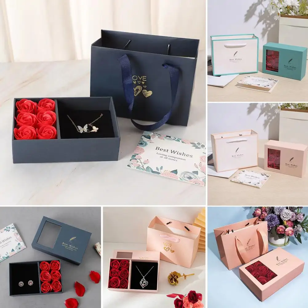 Regalo di rosa per la festa della mamma Regalo di amore eterno Confezione regalo di rose eterne Portagioie con fiori conservati per donne Moglie Mamma Compleanno