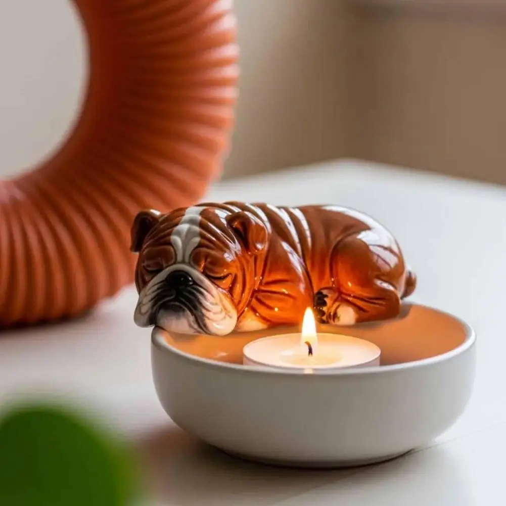 Puppy Candle Holder Animal Tea Light Candle Holder Cartoon Sleeping Dog Tealight Candle Holder for Dog Lovers Gift Home Decor #4