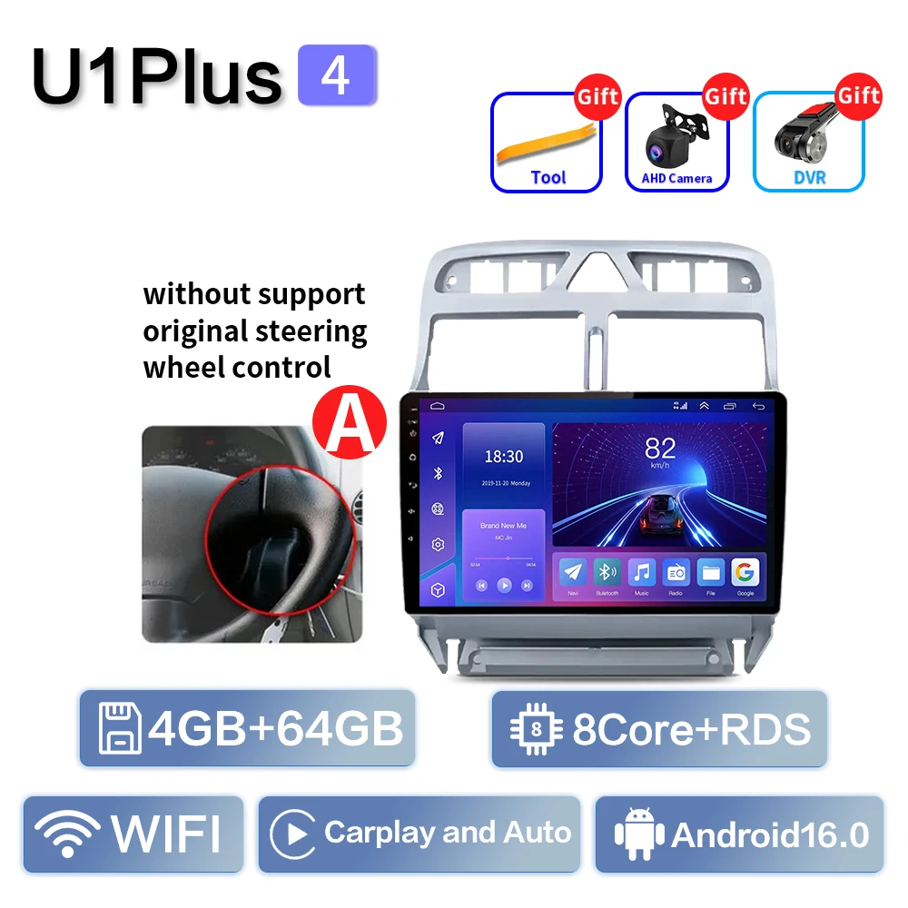 Carplay Voor Peugeot 307 SW 307CC 307SW 2002 2003 2004 2005 2006 2007-2013 Multimedia Autoradio Speler WIFI + 4G BT DSP
