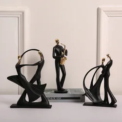 Musician Sculpture Abstract Music Dance Sculpture Figure Ornament Creative Resin Desktop Jazz Band Characters Musical Figurines