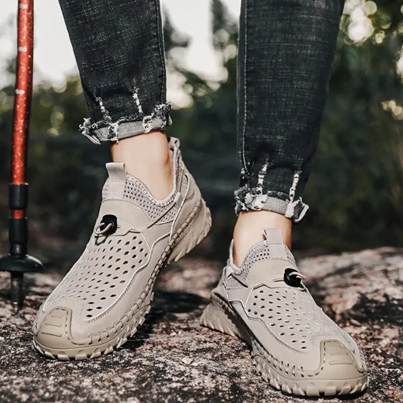 

Men's Trend Mesh Vulcanised Shoes Summer Lightweight Comfortable Casual Outside Thick-soled Hiking Sneakers Chaussure Homme