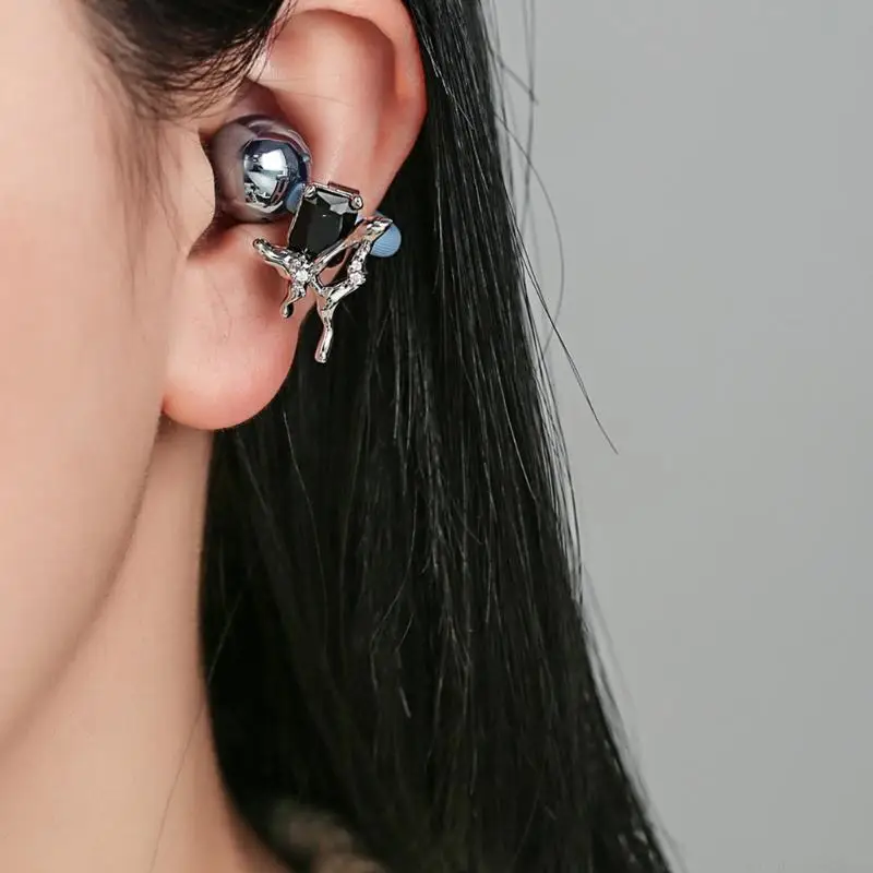 D5BB Sparkles Accented Ear Clips For Wireless Earbuds Butterfly Design Comfortable All Day Wear