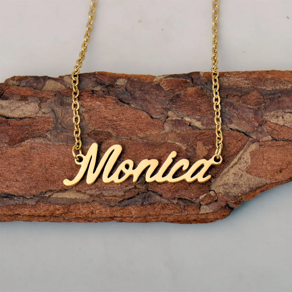 

GR859C Monica Name Necklace for Women Personalized Stainless Steel Jewelry Gold Plated Pendant Femme Mothers Jewelry Gift