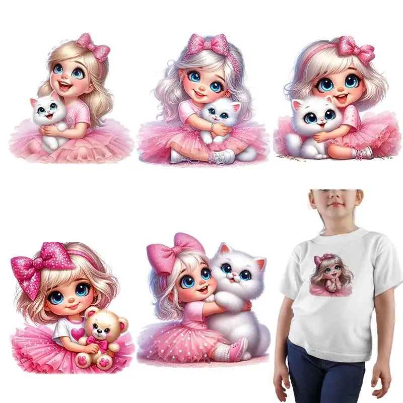 Butterfly Princess Loli Iron On Transfer Patches Thermal Sticker Animal Applique Heat transfer Vinyl Patches For Clothes Kids