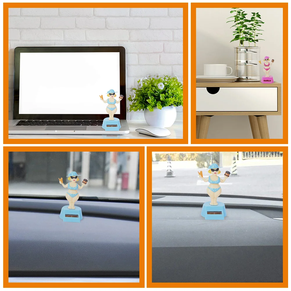 

2pcs Bikini Figurine Car Ornaments Creative ABS Solar Dashboard Female Statues Mini Beauty Decor Cartoon Interior Accessories