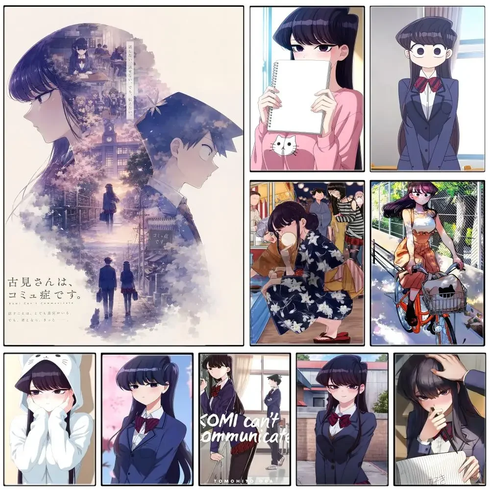 School Life Anime K-Komi Cant Communicate Poster Self-adhesive Art Waterproof Paper Sticker Coffee House Bar Room Wall Decor