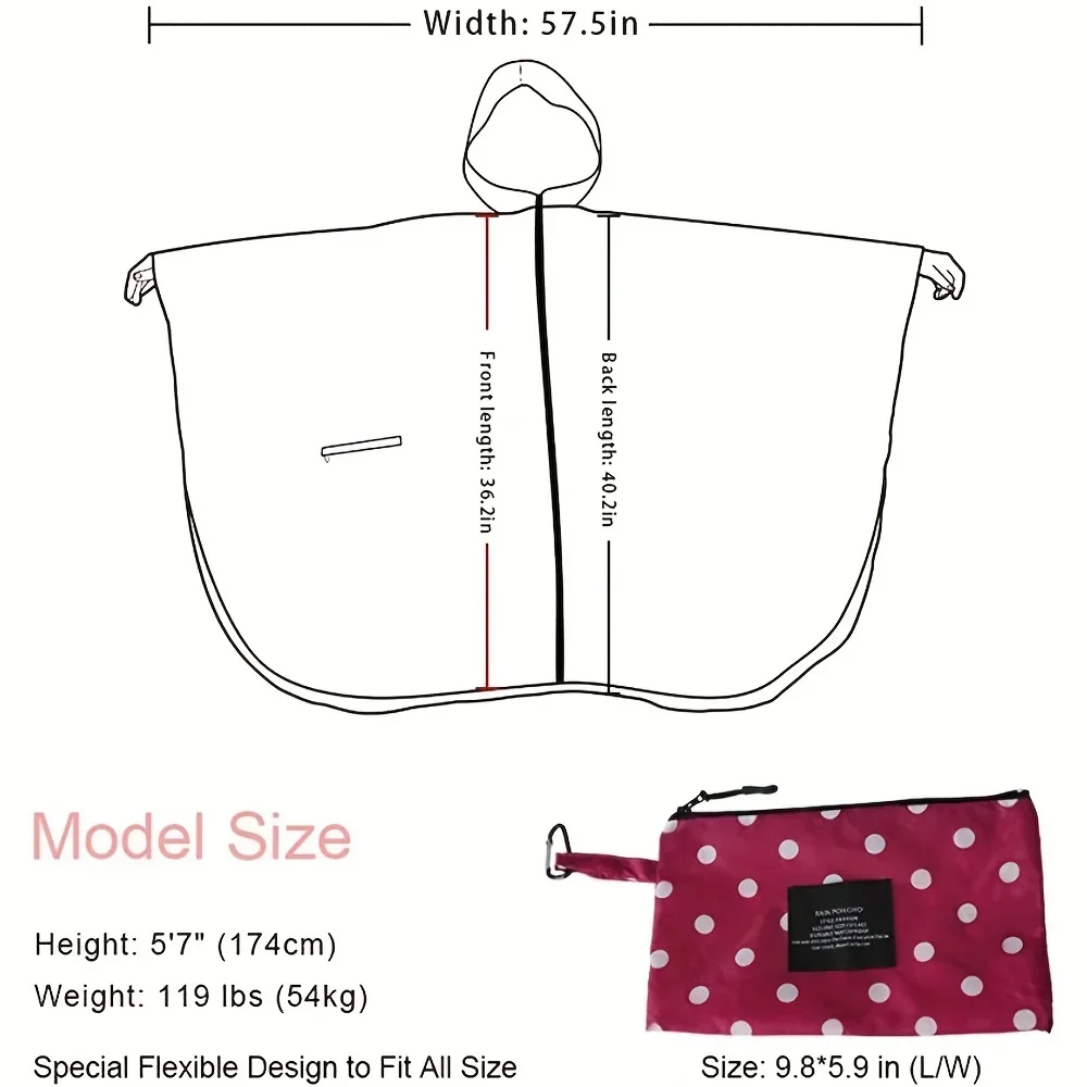 Adult Polka-Dot Zippered Raincoat – Lightweight Hooded Rain Jacket with Pockets Stylish & Functional Rainwear